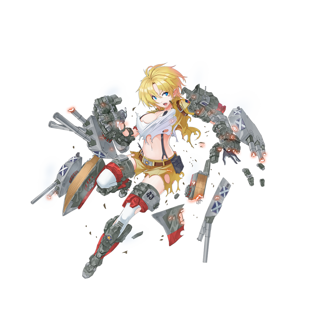 american_flag armor armored_boots belt black_gloves blonde_hair blue_eyes boots breasts broken cannon cleavage collarbone damaged full_body gloves hikari123456 jacket large_breasts looking_at_viewer looking_to_the_side machinery mechanical_arm midriff navel official_art open_mouth remodel_(zhan_jian_shao_nyu) rigging shirt short_hair shorts solo standing standing_on_one_leg tank_top tennessee_(zhan_jian_shao_nyu) thigh_strap thighhighs torn_clothes transparent_background turret white_legwear white_shirt yellow_jacket yellow_shorts zhan_jian_shao_nyu