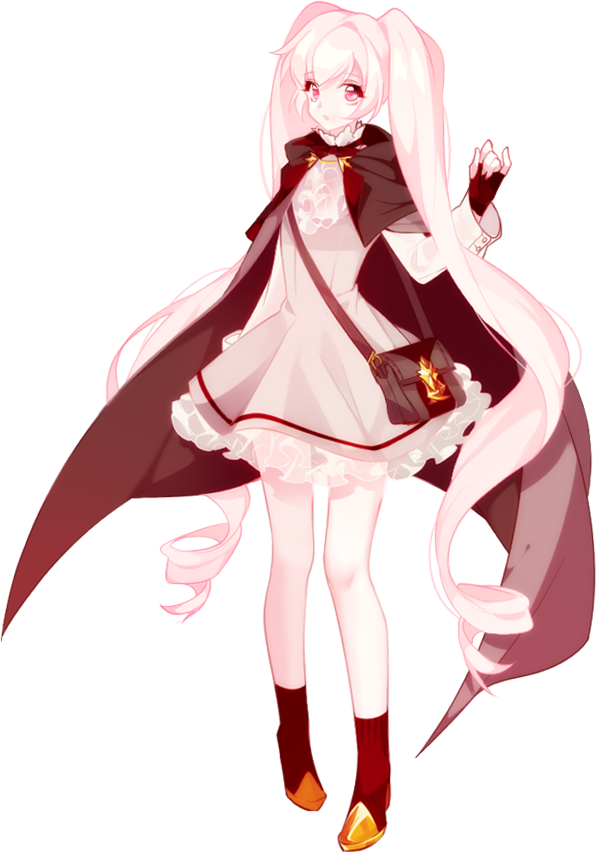 2rott_(peha) :o bag boots cape dress fingerless_gloves frilled_dress frills full_body gloves long_hair long_sleeves looking_at_viewer original pink_eyes pink_hair solo transparent_background twintails very_long_hair