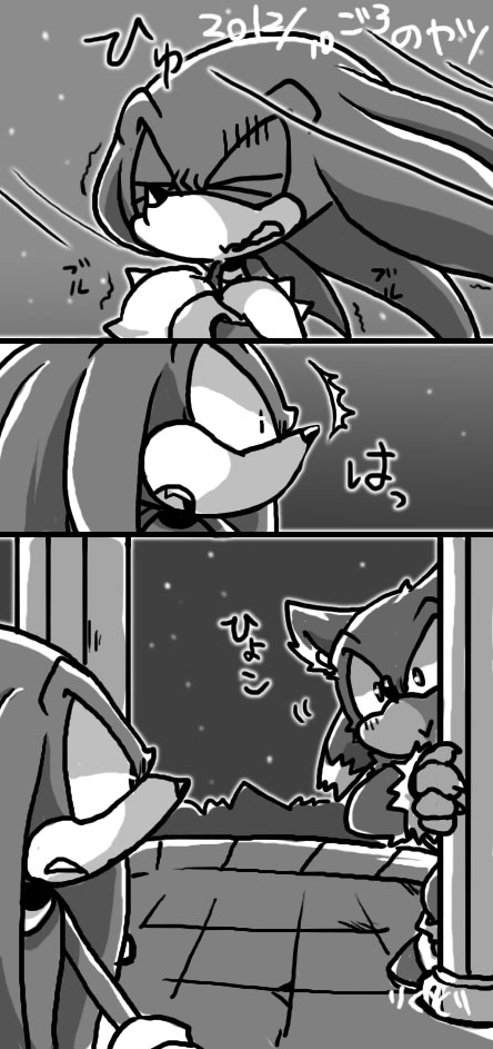 comic echidna hedgehog knuckles_the_echidna male mammal monotreme sonic_(series) sonic_the_hedgehog text translation_request urahyu