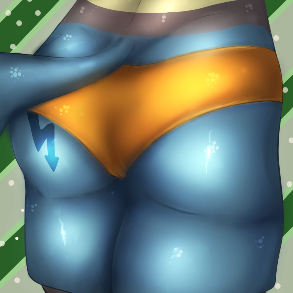 anthro butt camel_toe clothing crotch_shot female lucario nightart nintendo pok&eacute;mon simple_background solo underwear video_games