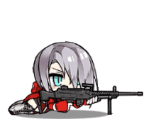 animated animated_gif chibi girls_frontline green_eyes grey_hair lowres mg5 mg5_(girls_frontline) official_art saru short_hair simple_background white_background