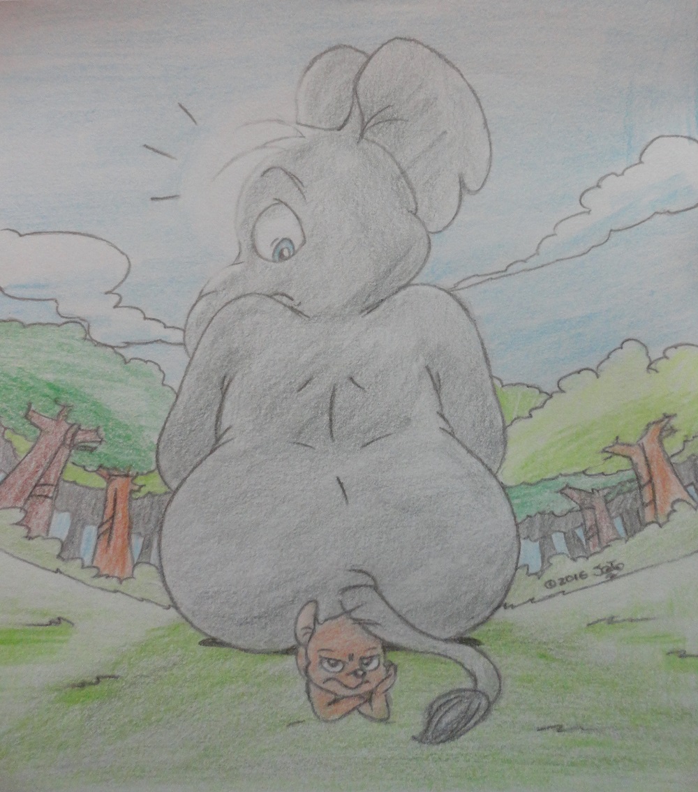 big_butt butt elephant jpp jungle male mammal mouse rodent sitting traditional_media_(artwork)