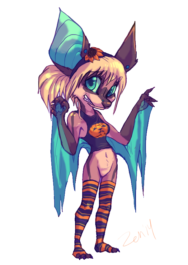 2014 alpha_channel anthro bat blonde_hair featureless_crotch female fruit_bat hair mammal membranous_wings navel simple_background smile solo standing transparent_background wings zenirix
