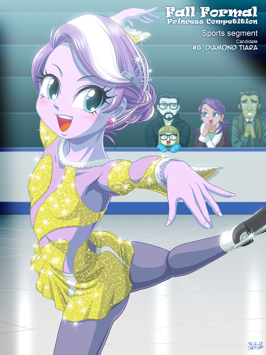2boys 3girls blue_eyes diamond_tiara earrings filthy_rich hair_bun hair_clip happy ice_skates ice_skating multiple_boys multiple_girls my_little_pony my_little_pony_equestria_girls my_little_pony_friendship_is_magic nightjar open_mouth personification pink_hair pink_skin spoiled_rich tagme two-tone_hair uotapo zippoorwhill