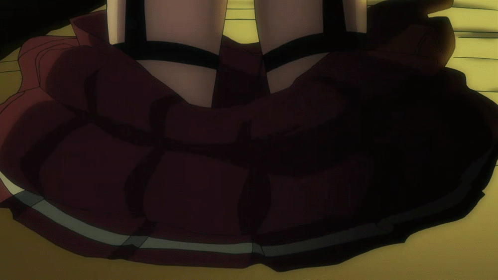 animated animated_gif blush breasts cleavage cube_x_cursed_x_curious latex panties skirt ueno_kirika