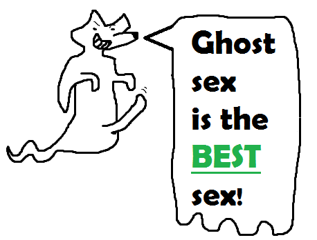 anthro canine dakomix erection floating fox ghost invalid_color male mammal penis sex simple_background smile solo spirit white_background word_balloon