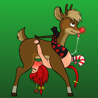anal anal_penetration animated balls bdsm bound cervine clothing fellatio female feral human legwear male male/female mammal oral penetration pussy_juice reindeer rudolph sex thigh_highs