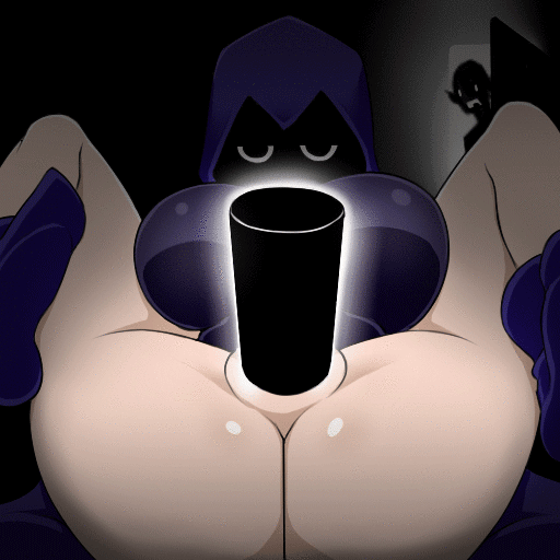 1boy 1girl animated beast_boy bottomless bouncing_breasts breasts dildo folded large_breasts lying masturbation on_back pussy raven raven_(dc) sex sinensian spread_legs teen_titans uncensored vaginal walk-in