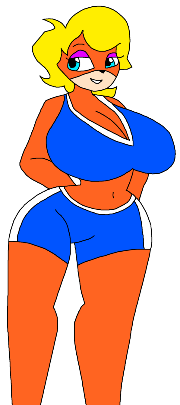 alpha_channel bandicoot big_breasts blonde_hair blue_eyes breasts clothed clothing crash_bandicoot_(series) crash_team_racing eyeshadow female hair isabella_(crash_team_racing) makeup mammal marsupial portalmasterdan64 simple_background solo transparent_background video_games wide_hips