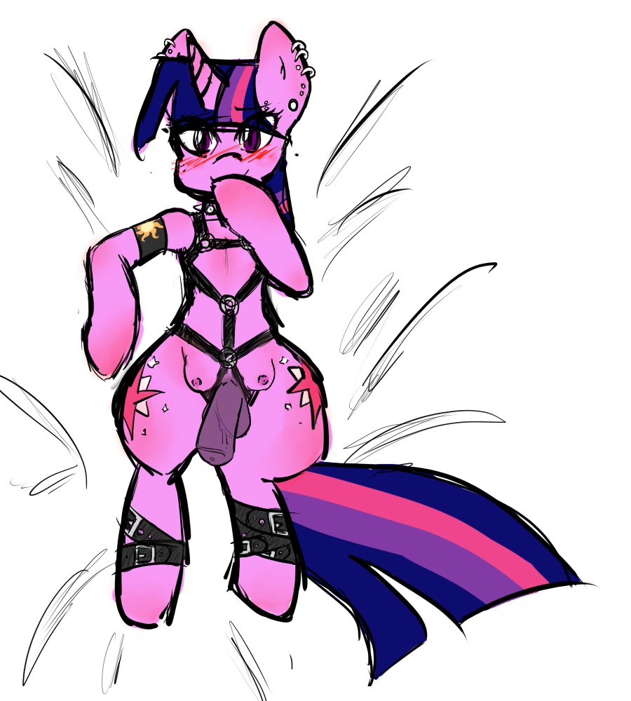 armband balls bdsm belt blush bondage bound buckles cutie_mark dakimakura_design dickgirl equine friendship_is_magic hooves horn intersex invalid_tag mammal my_little_pony nipples penis piercing sketch spottyfreak teats twilight_sparkle_(mlp) unicorn