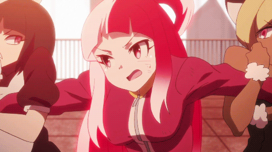 akiba's_trip akiba's_trip_the_animation animated animated_gif female mayonaka_matome multicolored_hair panties punching red_hair restrained ryona two-tone_hair underwear undressing violence white_hair