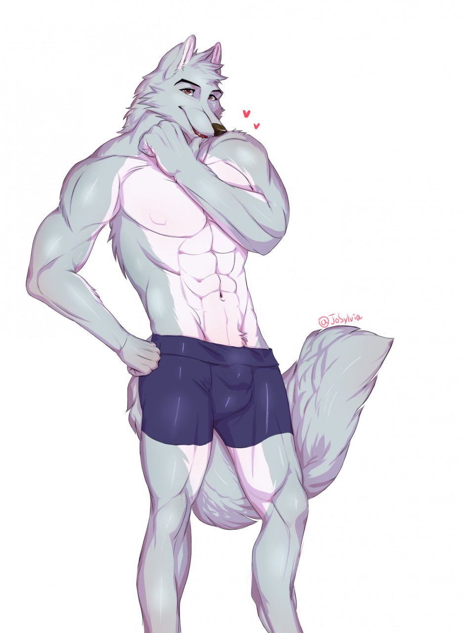 anthro canine illust invalid_tag mammal muscular sylviajo trouser wolf