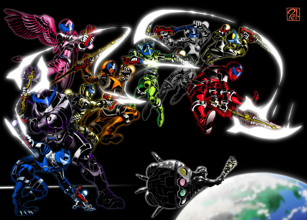 2girls 7boys balamce champ earth garu hammy lucky multiple_girls naga_ray orion_spaceship rapter_283 spaceship spada stinger super_sentai tagme uchu_sentai_kyuranger universe