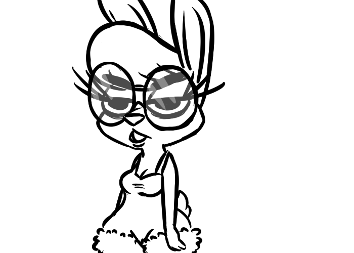2017 anthro black_and_white breasts buckteeth cleavage clothed clothing disney eyewear fan_character female glasses inkyfrog lagomorph mammal maxine_d'lapin monochrome nightgown rabbit simple_background solo teeth white_background zootopia