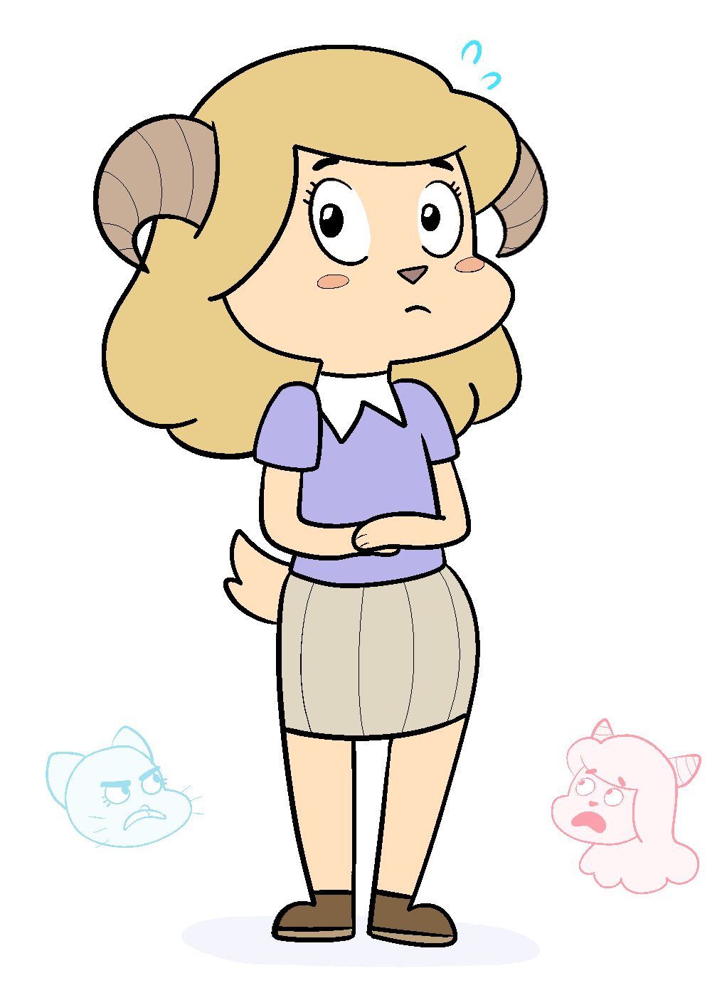 2017 anthro belisssyma blonder caprine cartoon_network chun-ni clothing digital_media_(artwork) female fur goat knock-off_nicole_watterson mammal nervous nicole_watterson pose skirt standing sweat the_amazing_world_of_gumball