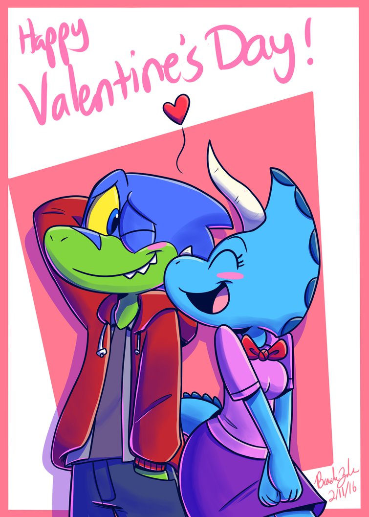 &lt;3 2016 4_fingers alpha_channel anthro aww big_eyes blue_skin blush breasts clothed clothing cute dinosaur duo embarrassed eyebrows eyelashes female happy heartwarming holidays jurassiczalar male male/female mammal non-mammal_breasts open_mouth romantic_couple scalie shirt smile toony trixie_triceratops valentine's_day zarland_rex
