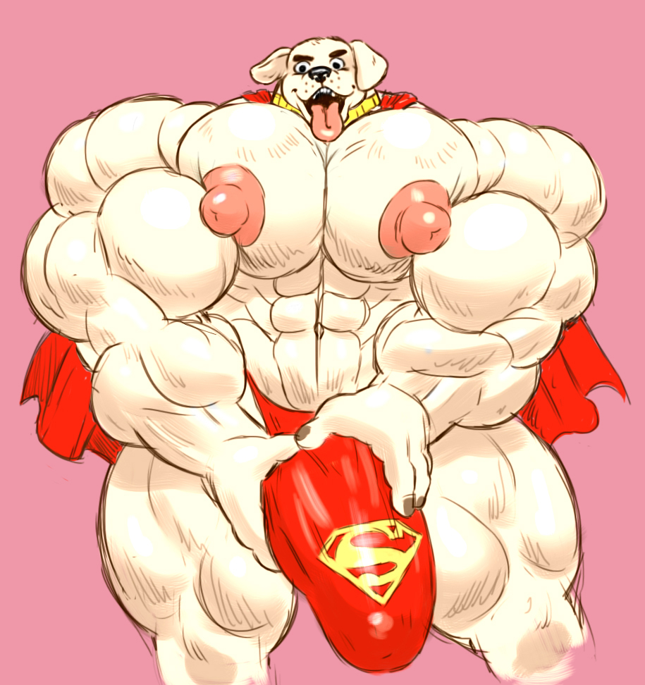anthro bulge canine cape clothing dog hyper hyper_muscles krypto krypto_the_superdog male mammal mezcal muscular solo