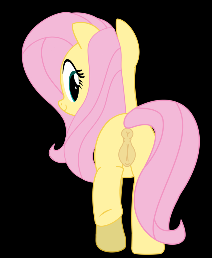 2017 alpha_channel anus blue_eyes equine female feral fluttershy_(mlp) friendship_is_magic hair horse looking_at_viewer looking_back mammal my_little_pony pink_hair pony pussy simple_background solo tiarawhy transparent_background