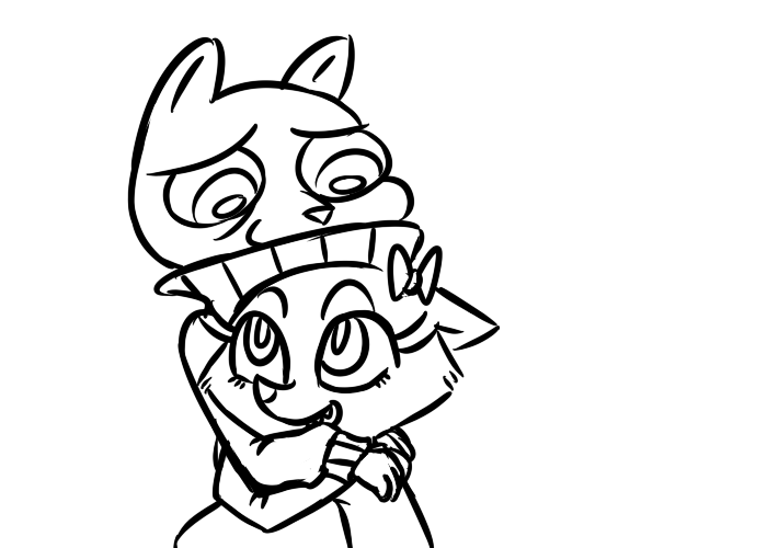 2017 anthro black_and_white brother brother_and_sister caitlin_vison clothed clothing disney duo fan_character female hair_bow hair_ribbon hug inkyfrog male mammal monochrome mustelid percy_vison polecat ribbons sibling simple_background sister white_background zootopia