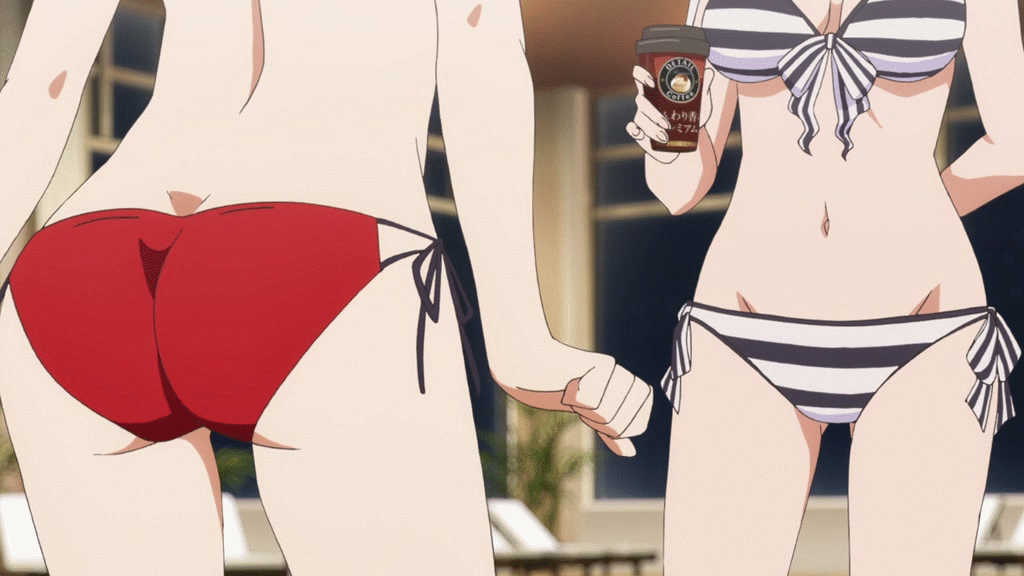 10s 2girls animated animated_gif ass ass_shake bikini katou_megumi multiple_girls saenai_heroine_no_sodatekata sawamura_spencer_eriri swimsuit