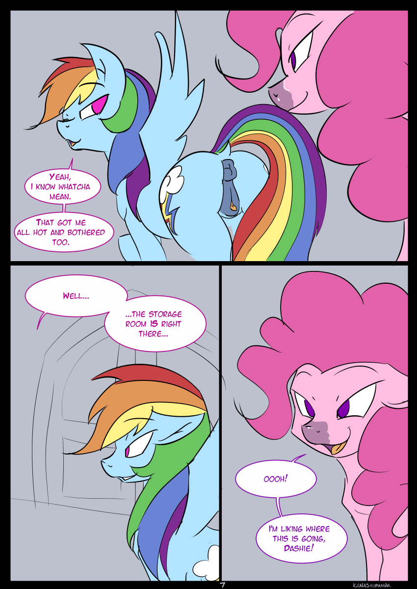 anus comic cutie_mark duo english_text equine female friendship_is_magic hair kanashiipanda mammal multicolored_hair my_little_pony open_mouth pegasus pink_hair pinkie_pie_(mlp) purple_eyes pussy pussy_juice rainbow_dash_(mlp) rainbow_hair smile standing text tongue wings