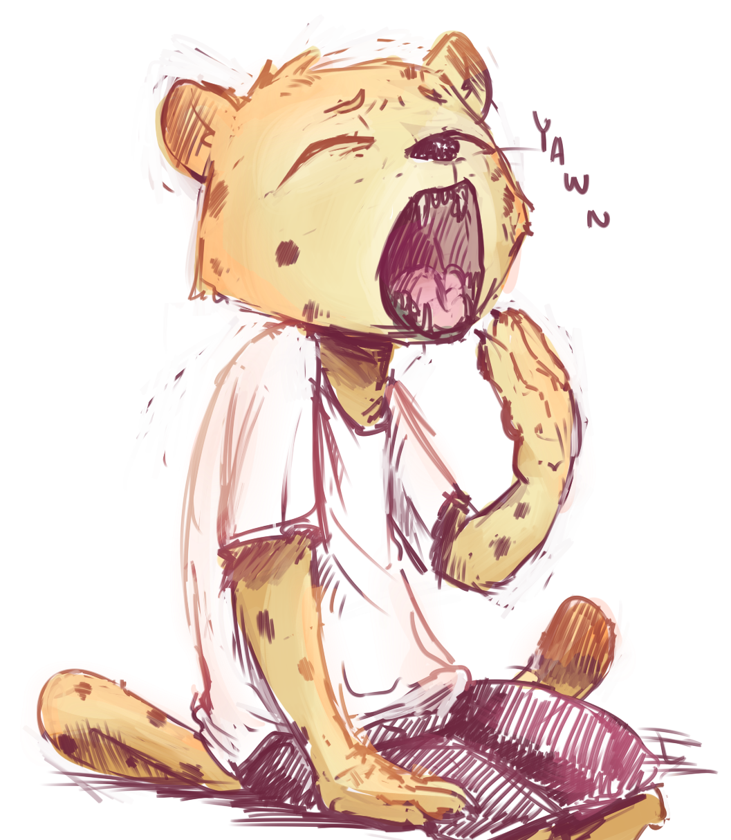 clothing desmond_(zootopia_fan_character) disney fan_character fangs feline fur jaguar mammal nobody_(artist) open_mouth pants shirt spots spotted_fur t-shirt yawn zootopia