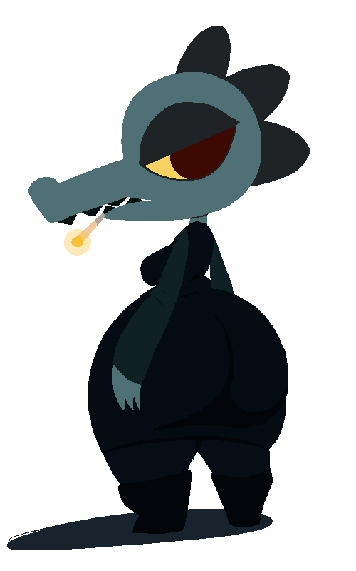 anthro bea_(nitw) big_butt butt clothed clothing female lizard maddeku night_in_the_woods rattie reptile scalie smoking video_games wide_hips