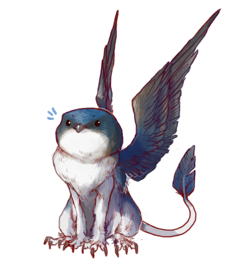 avian bird claws feathered_wings feathers feral gryphon house_martin iguanamouth long_tail on_haunches quadruped wings