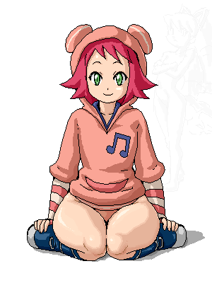 beamed_eighth_notes hibiki_misora isu jacket lowres musical_note musical_note_print no_panties no_pants nude rockman ryuusei_no_rockman shirogane_luna short_hair when_you_see_it