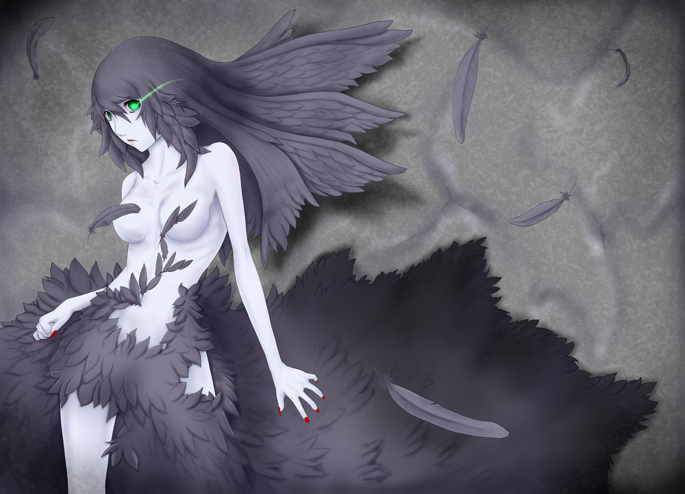 black_hair duel_monster fabled_grimro pale_skin wings yu-gi-oh!