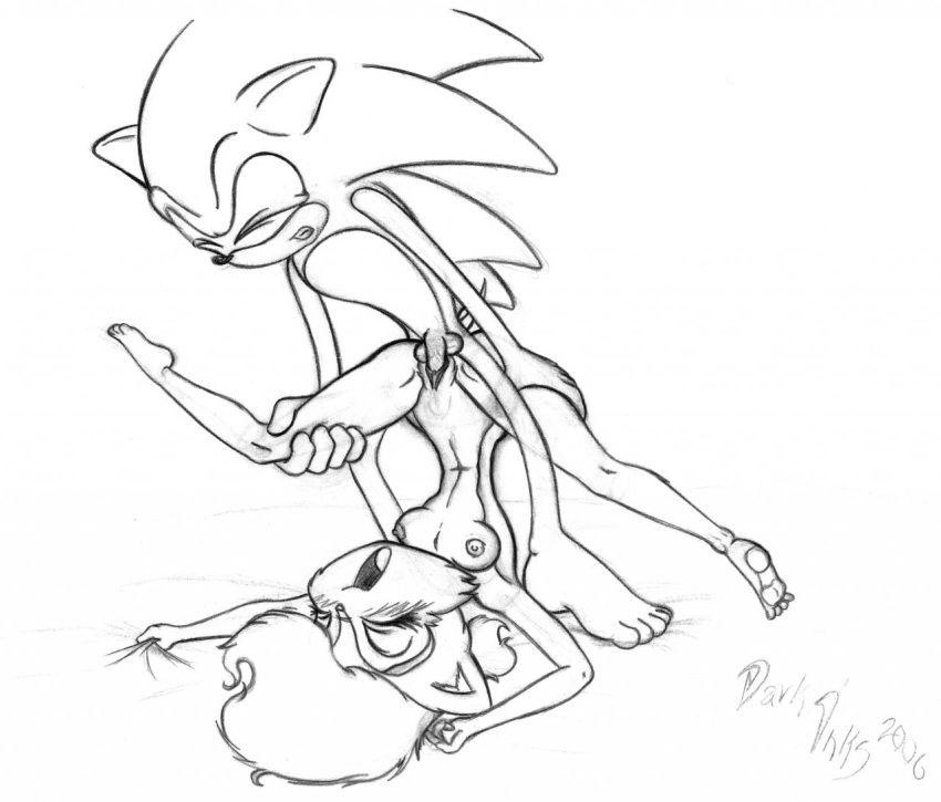 anthro anvil_position bed breasts chipmunk dark_inks_(artist) female hedgehog holding_(disambiguation) invalid_tag legs_up male male/female mammal monochrome nipples penetration penis pussy rodent romantic_couple sally_acorn sex sonic_(series) sonic_the_hedgehog vaginal vaginal_penetration video_games