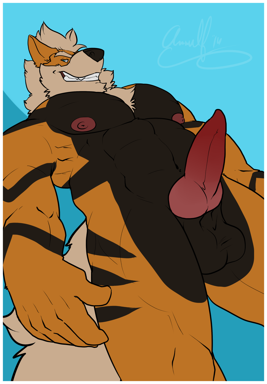 amwulf anthro arcanine canine male mammal muscular nintendo penis pok&eacute;mon video_games