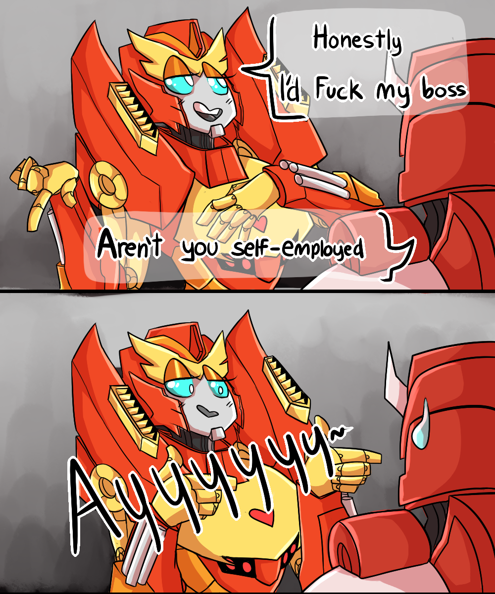 &lt;3 alien autobot blue_eyes comic cybertronian dialogue digital_media_(artwork) english_text humanoid humor living_machine machine male not_furry open_mouth ratchet_(transformer) robot rodimus simple_background smile standing sweat tailgatescutebooty teeth text transformers
