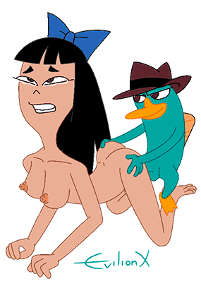 animated bestiality bow female feral from_behind_position hat interspecies isabella_garcia-shapiro larger_female perry_the_platypus phineas_and_ferb sex simple_background size_difference