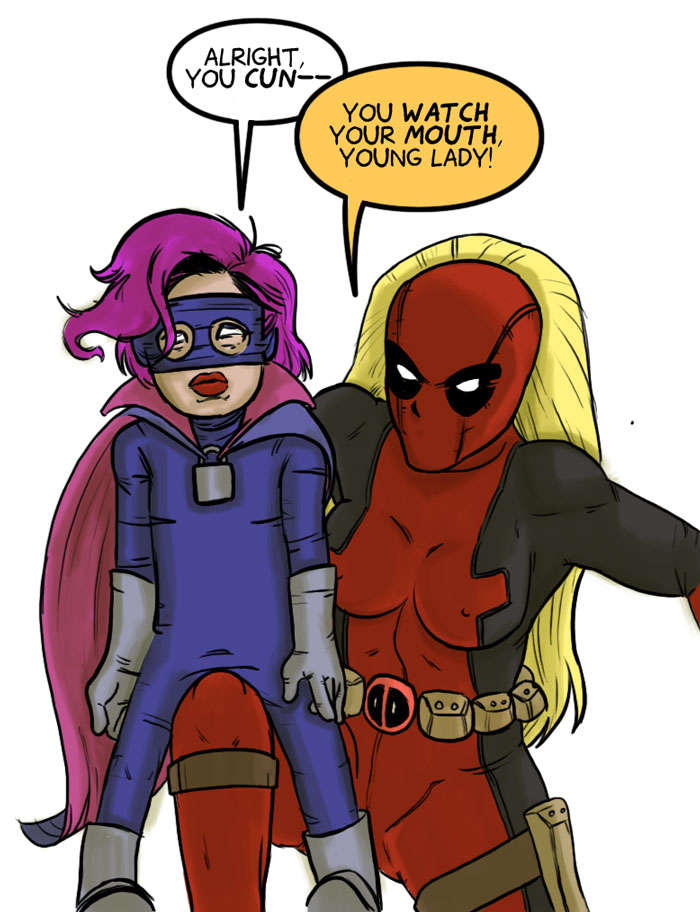 deadpool hit-girl kick-ass lady_deadpool marvel mindy_macready