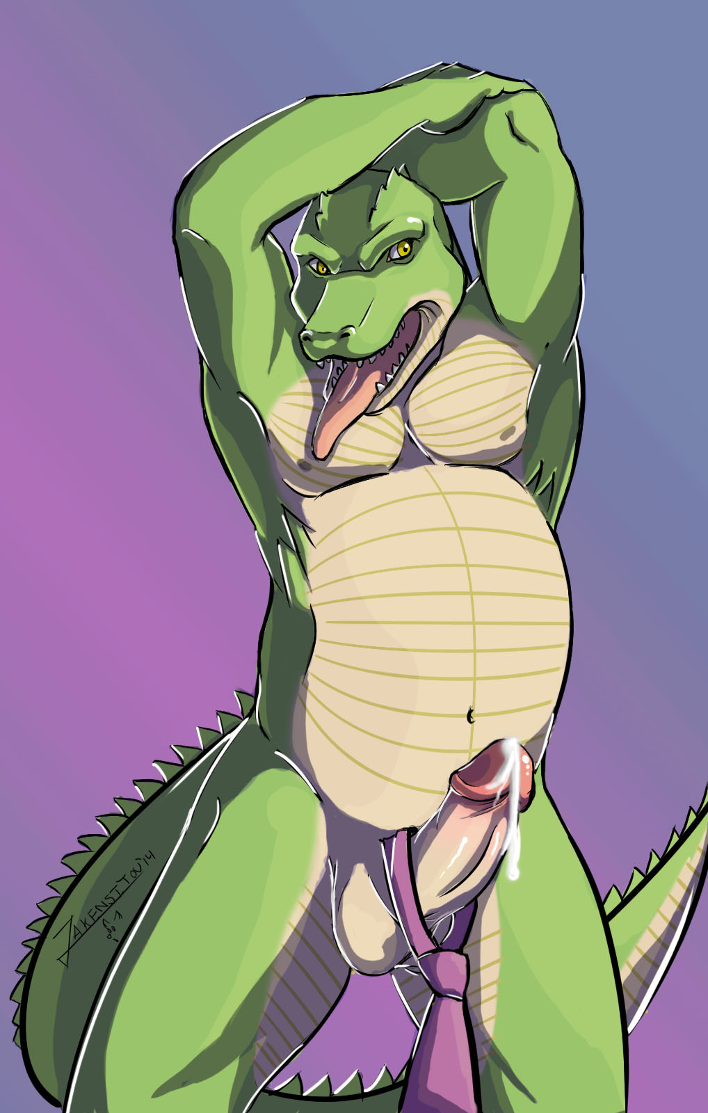 2015 anthro balls crocodile crocodilian cum erection hi_res jaken_wolfy lambert looking_at_viewer male nipples nude open_mouth penis reptile scalie slightly_chubby solo tongue tongue_out