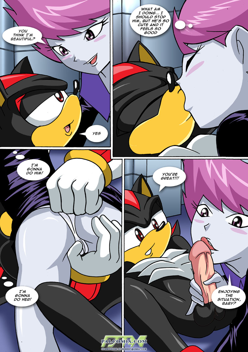 bank_vault bbmbbf black_fur blush cartoon_network clothing fur gloves grabbing grey_skin hair handjob jinx_(teen_titans) kissing licking palcomix panties penis pink_hair purple_eyes red_eyes red_fur sex shadow_the_hedgehog sonic_(series) sonic_the_hedgehog_(series) teen_titans tongue tongue_out underwear white_fur