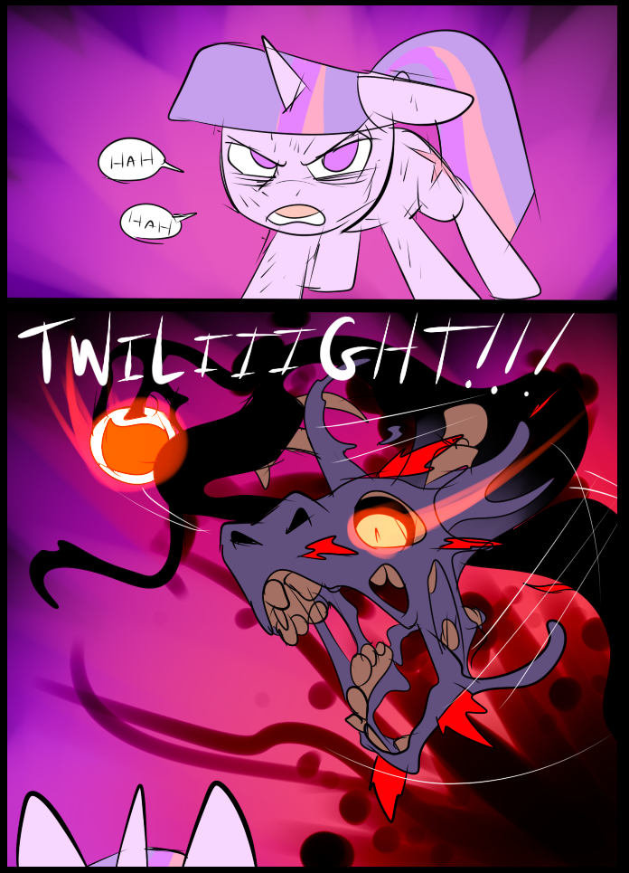 comic cutie_mark duo equine friendship_is_magic glowing glowing_eyes hair horn mammal metal_(artist) my_little_pony scratches skull tired twilight_sparkle_(mlp) unicorn