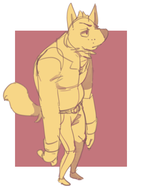 anthro canine clothed clothing hair male mammal polywomple sketch solo standing