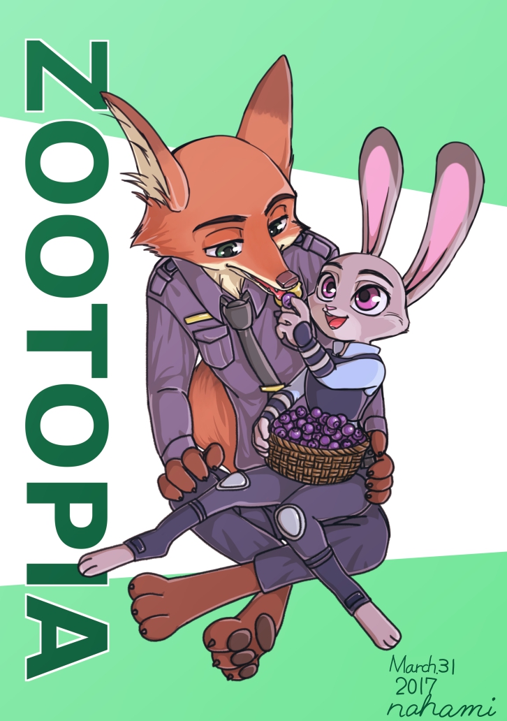 2017 canine clothed clothing disney female fox fur judy_hopps lagomorph male mammal nahami nick_wilde rabbit zootopia