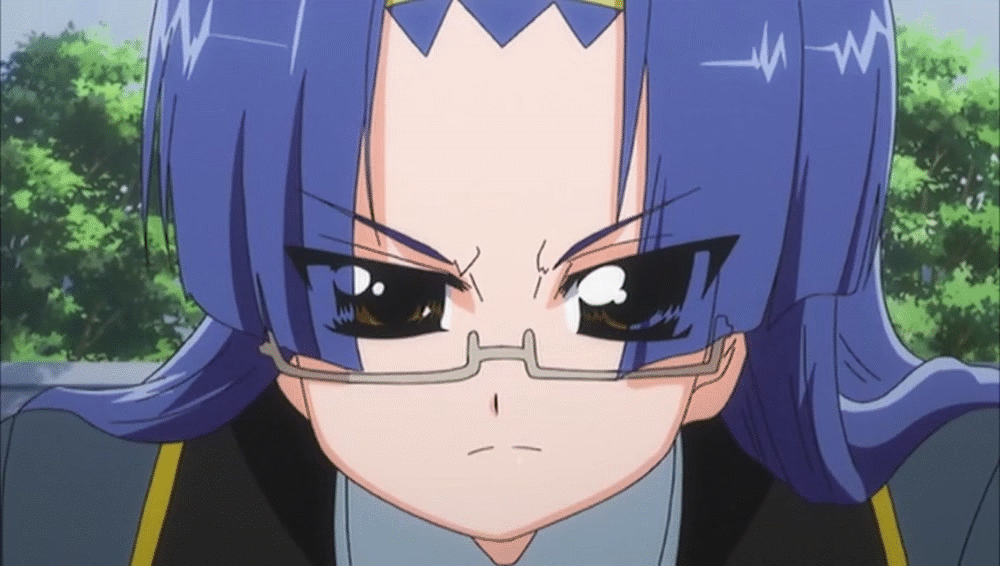 1girl animated animated_gif aresta_blanket blue_hair bouncing_breasts breasts brown_eyes erect_nipples fight_ippatsu!_juuden-chan!! glasses large_breasts