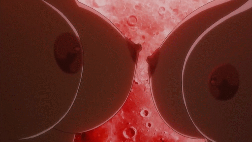 2girls animated animated_gif bloody_celica breasts erect_nipples fight_ippatsu!_juuden-chan!! huge_breasts nipples sweetie_milly symmetrical_docking