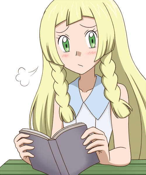 blush book green_eyes kuro_hopper lillie_(pokemon) pokemon pokemon_(game) pokemon_sm