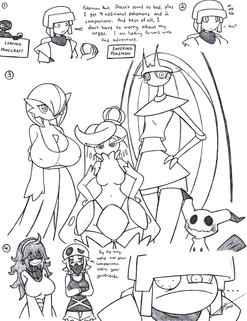 armor baby_creeper big_breasts breast_size_difference breasts clothed clothing creeper enderman endie female gardevoir hex_maniac huge_breasts humanoid iron_boy mammal mimikyu minecraft mob monster mutantnight nintendo nipples pheromosa pok&eacute;mon small_breasts team_skull team_skull_grunt tsareena video_games