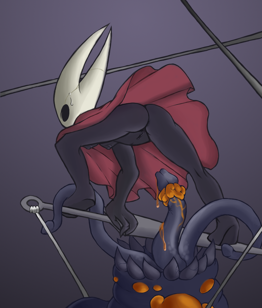 ambigious_species ambiguous_fluid areola arthropod breasts butt clitoris clothing consentacles duo female feral flavorsavior hollow_knight hornet_(hollow_knight) humanoid insect male male/female mask mawlek nipples penis pussy small_breasts tentacles