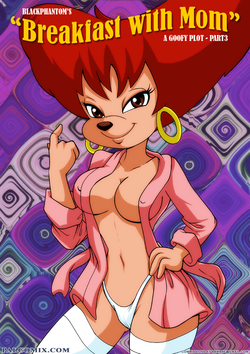 anthro bbmbbf big_breasts breasts building canine clothing disney ear_piercing female footwear goof_troop hair mammal palcomix peg_pete piercing pose red_hair revealing_outfit shoes simple_background underwear