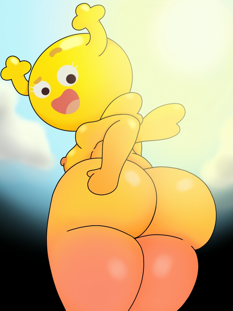 anthro big_butt breasts butt cartoon_network fairy female horn humanoid michael_ryder_(artist) nude open_mouth penny_fitzgerald raised_eyebrow shape_shifter side_boob solo the_amazing_world_of_gumball wings young