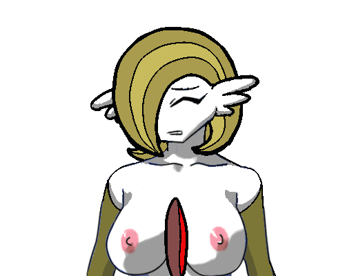 1girl animated animated_gif anthro areolae bouncing_breasts breasts edit eyes_closed gardevoir green_hair medium_breasts nipples open_mouth pokemon solo yiffmasters