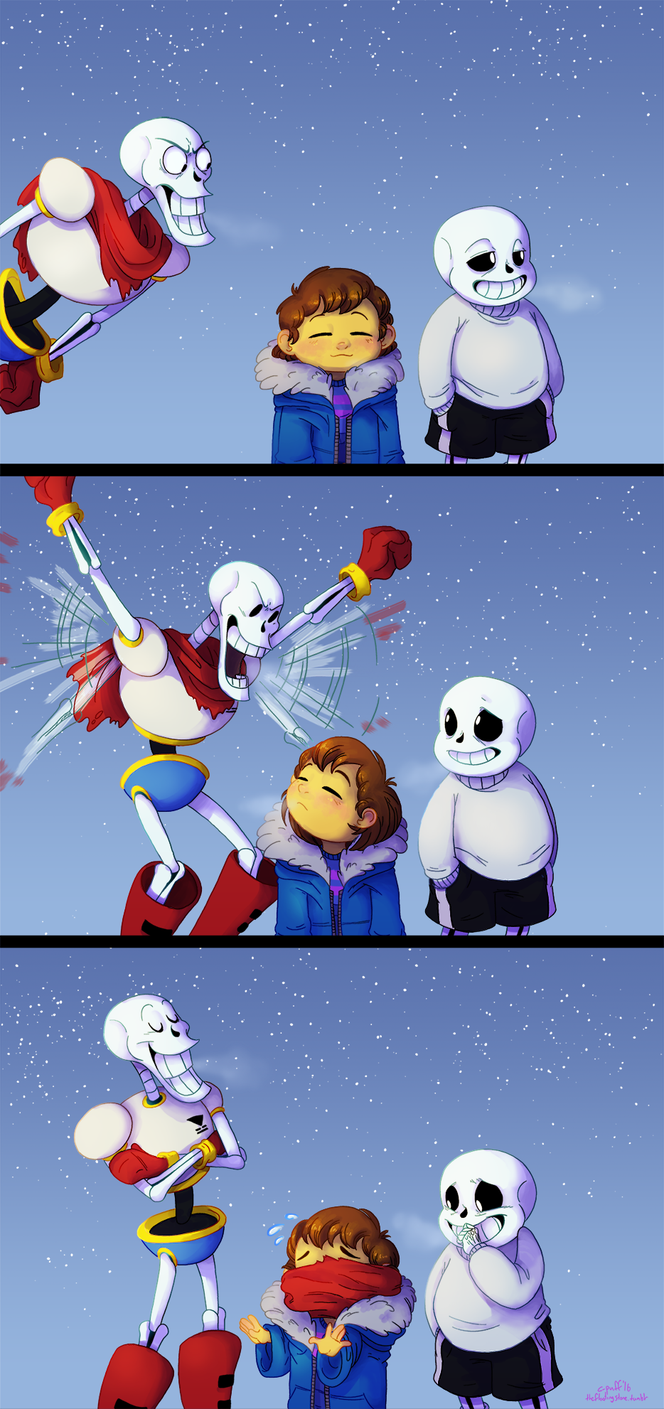 ambiguous_gender animated_skeleton bone c-puff clothed clothing english_text group human mammal not_furry papyrus_(undertale) protagonist_(undertale) sans_(undertale) skeleton text undead undertale video_games