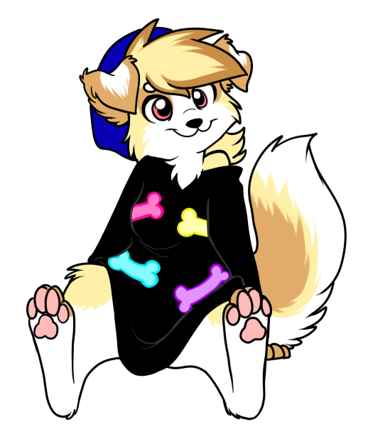 andogg anthro canine clothed clothing cute female fur hair looking_at_viewer mammal sitting smile solo